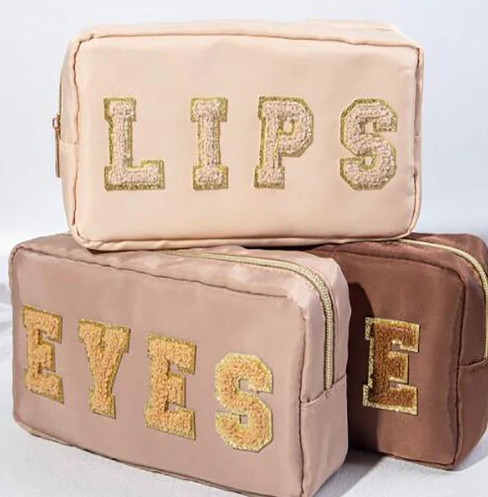 Set of 3 Cosmetic Bags,Face, Eyes, Lips