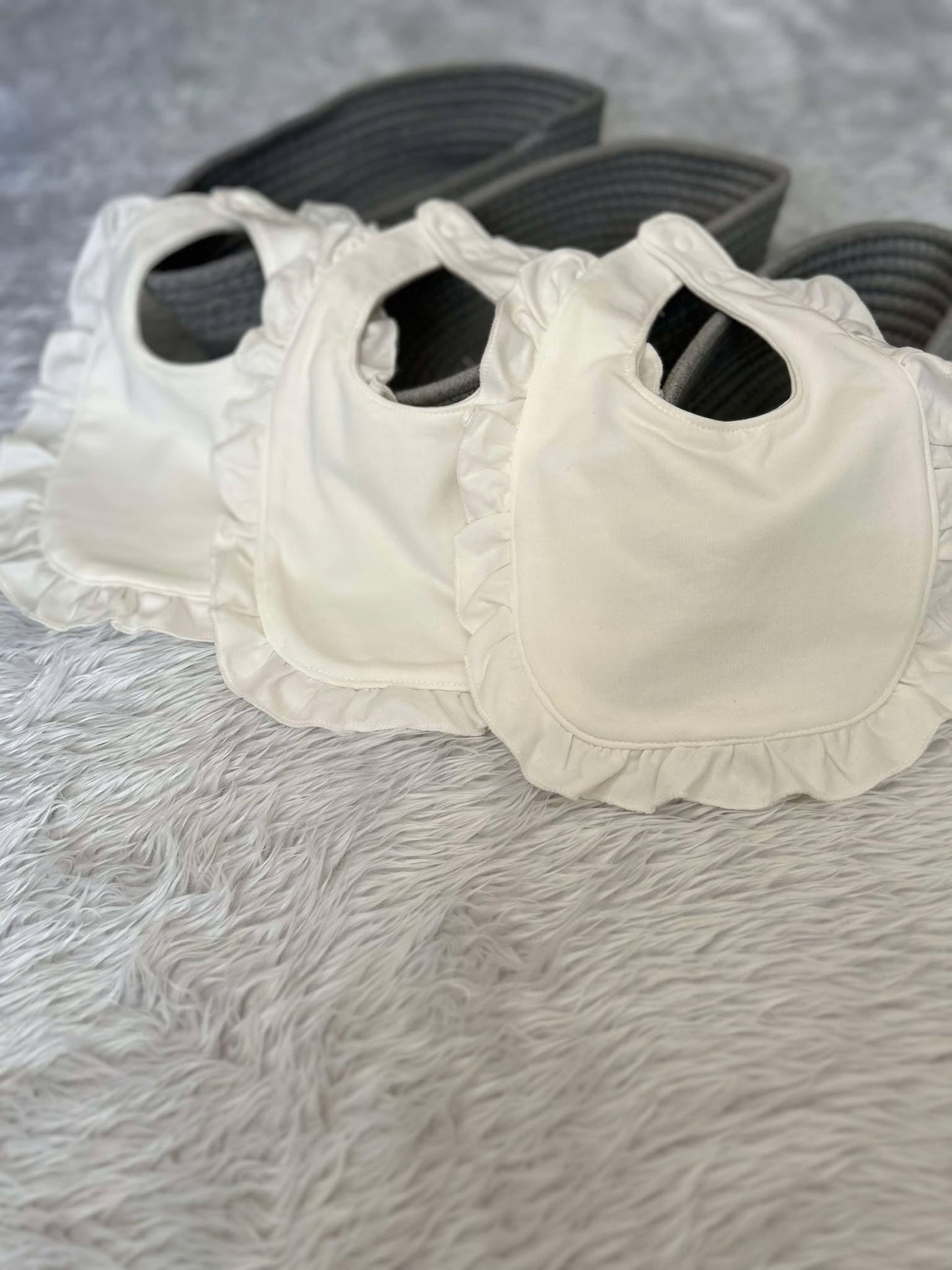 3 Pack of White Frill Bibs