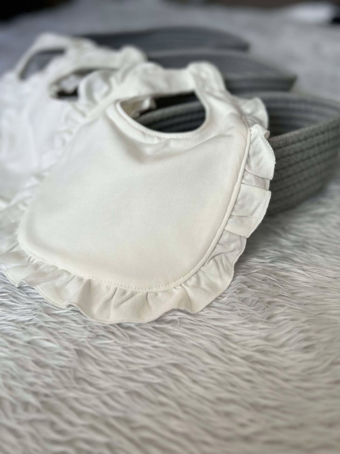 3 Pack of White Frill Bibs
