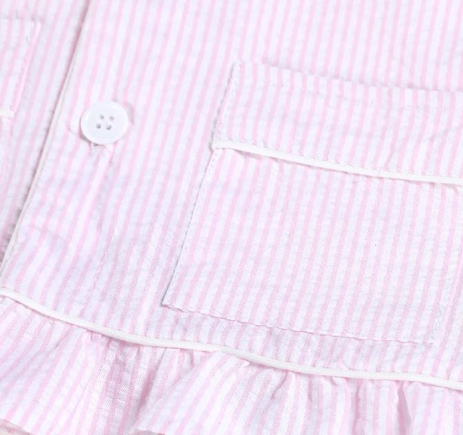 Girls Pink Strip Pyjama - Long