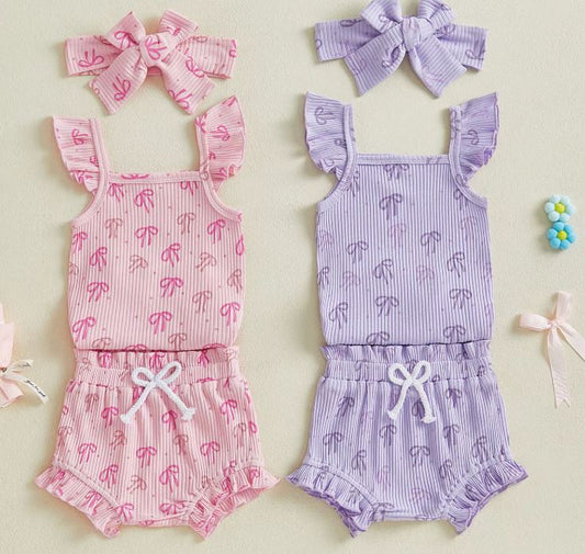 Bow Ribbed 3 Piece Set