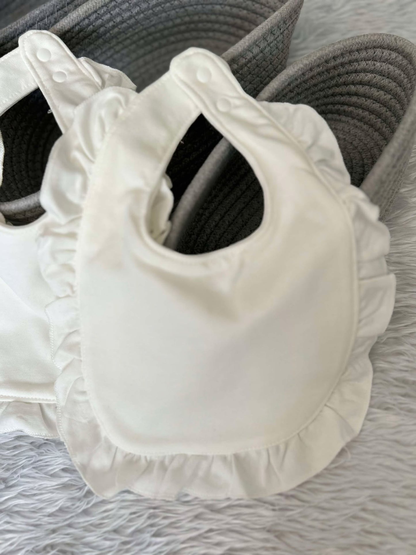 3 Pack of White Frill Bibs