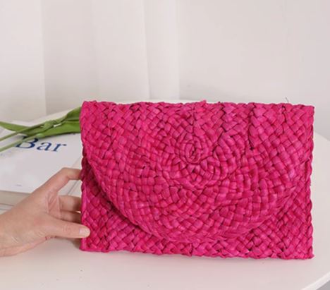 Colourful Straw Clutch Bag
