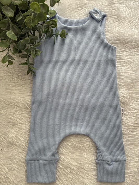 Blue Ribbed Romper